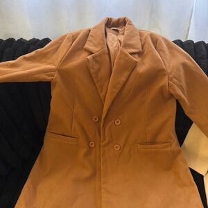 Women's Tan Double-Breasted Coat